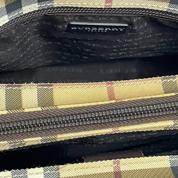 BURBERRY Checker Medium Tote Bag Beige/Brown Inside zipper pocket Purse PVC - Picture 11 of 16